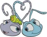 Disney A Bugs Life Princess Atta And Flik Royal Ant Couple Love Poses Together - Filled Embroidery Design - 241