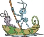 Disney A Bugs Life Atta Flik Dot Queen Ant Royal Family Leaf Boat Adventure Designs - Filled Embroidery Design - 244