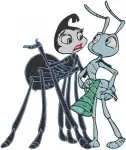 Disney A Bugs Life Flik And Princess Atta Poses With Gypsy Moth Ant Romance - Filled Embroidery Design - 250