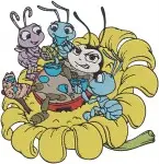 Disney A Bugs Life Francis Ladybug Slim Stick Insect Heimlich Dot Flower Cloud Collection - Filled Embroidery Design - 264