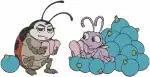 Disney A Bugs Life Francis Ladybug Slim Stick Insect Heimlich Dot Flower Cloud Collection - Filled Embroidery Design - 266