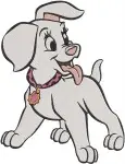 Disney 101 Dalmatians Puppy With Flowers Newspaper Hat Pups Sitting - Filled Embroidery Design - 27
