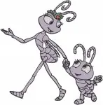 Disney A Bugs Life Atta Dot Rosie Spider Queen Ant Dim Rhinoceros Beetle Characters - Filled Embroidery Design - 291