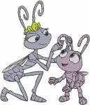 Disney A Bugs Life Atta Dot Rosie Spider Queen Ant Dim Rhinoceros Beetle Characters - Filled Embroidery Design - 292