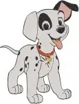 Disney 101 Dalmatians Sitting Puppies Chewing Leaf Curious Dalmatian Pups Set - Filled Embroidery Design - 34