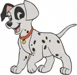 Disney 101 Dalmatians Sitting Puppies Chewing Leaf Curious Dalmatian Pups Set - Filled Embroidery Design - 35