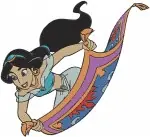 Aladdin Princess Jasmine On Magic Carpet Balcony Scene And By Dragon Fountain - Filled Embroidery Design - 421