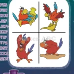 Aladdin Iago The Scheming Parrot Various Expressive Poses And Actions Clip - Filled Embroidery Design - Instant Download