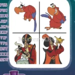 Aladdin Villain Jafar With Iago And Magic Lamp Scheming Poses And Portraits - Filled Embroidery Design - Instant Download