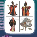 Aladdin Evil Sorcerer Jafar In Disguise And The Sultan Of Agrabah Characters - Filled Embroidery Design - Instant Download