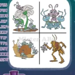 Disney A Bugs Life Flik Atta Dot Hopper Snail Ride Colony Character Scenes Set - Filled Embroidery Design - Instant Download