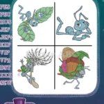 Disney A Bugs Life Flik Ant Adventures Leaf Glider Dandelion Parachute Nut Gear Bundle - Filled Embroidery Design - Instant Download