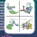 Disney A Bugs Life Flik Dot Circus Bugs Heimlich Slim Francis Pea Pod Telescope Collection - Filled Embroidery Design - Instant Download