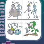 Disney A Bugs Life Princess Atta And Flik Royal Ant Couple Love Poses Together - Filled Embroidery Design - Instant Download