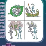 Disney A Bugs Life Atta Flik Dot Queen Ant Royal Family Leaf Boat Adventure Designs - Filled Embroidery Design - Instant Download