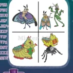 Disney A Bugs Life Gypsy Moth Heimlich Butterfly Manny Praying Mantis Rosie Spider - Filled Embroidery Design - Instant Download