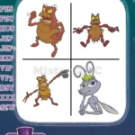 Disney A Bugs Life Thumper Grasshopper Aggressive Poses Princess Dot Flying Ant - Filled Embroidery Design - Instant Download
