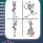 Disney A Bugs Life Princess Atta Queen Ant Royal Figures Standing Graceful Poses Set - Filled Embroidery Design - Instant Download