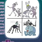 Disney A Bugs Life Atta Dot Rosie Spider Queen Ant Dim Rhinoceros Beetle Characters - Filled Embroidery Design - Instant Download
