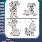 Disney 101 Dalmatians Playful Puppies Standing Pups Letter Message Cute Bundle - Filled Embroidery Design - Instant Download
