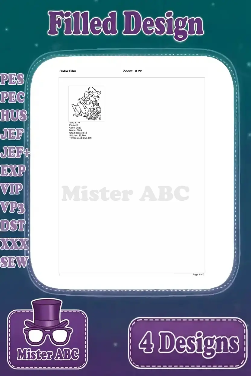 Final color film steps for the Abu embroidery design with bananas, completing the detailed visual guide for stitching.