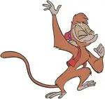 Disney Aladdin Abu Monkey Action Poses Swinging Dancing Excited Playful Pet - Filled Embroidery Design - 325