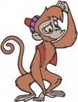 Disney Aladdin Abu Monkey Action Poses Swinging Dancing Excited Playful Pet - Filled Embroidery Design - 328