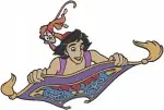 Disney Aladdin And Jasmine Magic Carpet Ride Abu Monkey Sword Fight Iconic Scenes - Filled Embroidery Design - 341