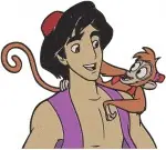 Disney Aladdin And Jasmine Magic Carpet Ride Abu Monkey Sword Fight Iconic Scenes - Filled Embroidery Design - 342