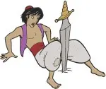 Disney Aladdin And Jasmine Magic Carpet Ride Abu Monkey Sword Fight Iconic Scenes - Filled Embroidery Design - 344