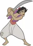 Disney Aladdin With Magic Lamp Sword Fight Arms Crossed Confident Hero Poses - Filled Embroidery Design - 362