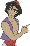 Disney Aladdin With Magic Lamp Sword Fight Arms Crossed Confident Hero Poses - Filled Embroidery Design - 364