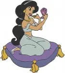 Aladdin Princess Jasmine Classic Blue Outfit Various Elegant Poses And Portraits - Filled Embroidery Design - 429