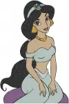 Aladdin Princess Jasmine In Her Iconic Blue Attire Elegant Stances With Dove - Filled Embroidery Design - 433