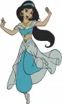 Aladdin Princess Jasmine In Her Iconic Blue Attire Elegant Stances With Dove - Filled Embroidery Design - 435