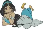Aladdin Princess Jasmine Signature Blue Ensemble Dynamic And Graceful Character Poses - Filled Embroidery Design - 440