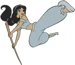 Aladdin Princess Jasmine Ethereal Poses Portrait And With Fan In Blue Outfit Collection - Filled Embroidery Design - 441