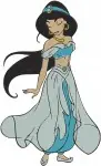 Aladdin Princess Jasmine Classic Teal Attire Collection Of Full Body Standing Poses - Filled Embroidery Design - 445