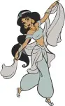 Aladdin Princess Jasmine Classic Teal Attire Collection Of Full Body Standing Poses - Filled Embroidery Design - 447