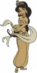 Aladdin Princess Jasmine Iconic Blue Dress Posing With Magic Lamp And Staff - Filled Embroidery Design - 451