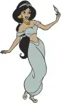 Aladdin Princess Jasmine Beautiful Portraits And Upper Body Shots In Blue Attire - Filled Embroidery Design - 458