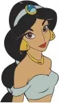 Aladdin Princess Jasmine Beautiful Portraits And Upper Body Shots In Blue Attire - Filled Embroidery Design - 460