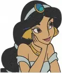 Aladdin Princess Jasmine Expressive Gestures And Side Profile Poses In Blue Gown - Filled Embroidery Design - 465