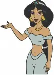 Aladdin Princess Jasmine Expressive Gestures And Side Profile Poses In Blue Gown - Filled Embroidery Design - 467