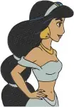 Aladdin Princess Jasmine Expressive Gestures And Side Profile Poses In Blue Gown - Filled Embroidery Design - 468