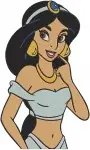 Aladdin Princess Jasmine In Purple And Blue Outfits Portraits And Full Figure Shot - Filled Embroidery Design - 469