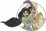 Aladdin Princess Jasmine And Aladdin Romantic Moments And Tender Embraces Clip - Filled Embroidery Design - 486