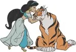 Aladdin Princess Jasmine And Rajah The Tiger Cuddling And Playful Interactions - Filled Embroidery Design - 493