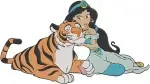 Aladdin Princess Jasmine And Her Faithful Companion Rajah The Tiger Various Poses - Filled Embroidery Design - 501