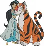 Aladdin Princess Jasmine And Her Faithful Companion Rajah The Tiger Various Poses - Filled Embroidery Design - 503